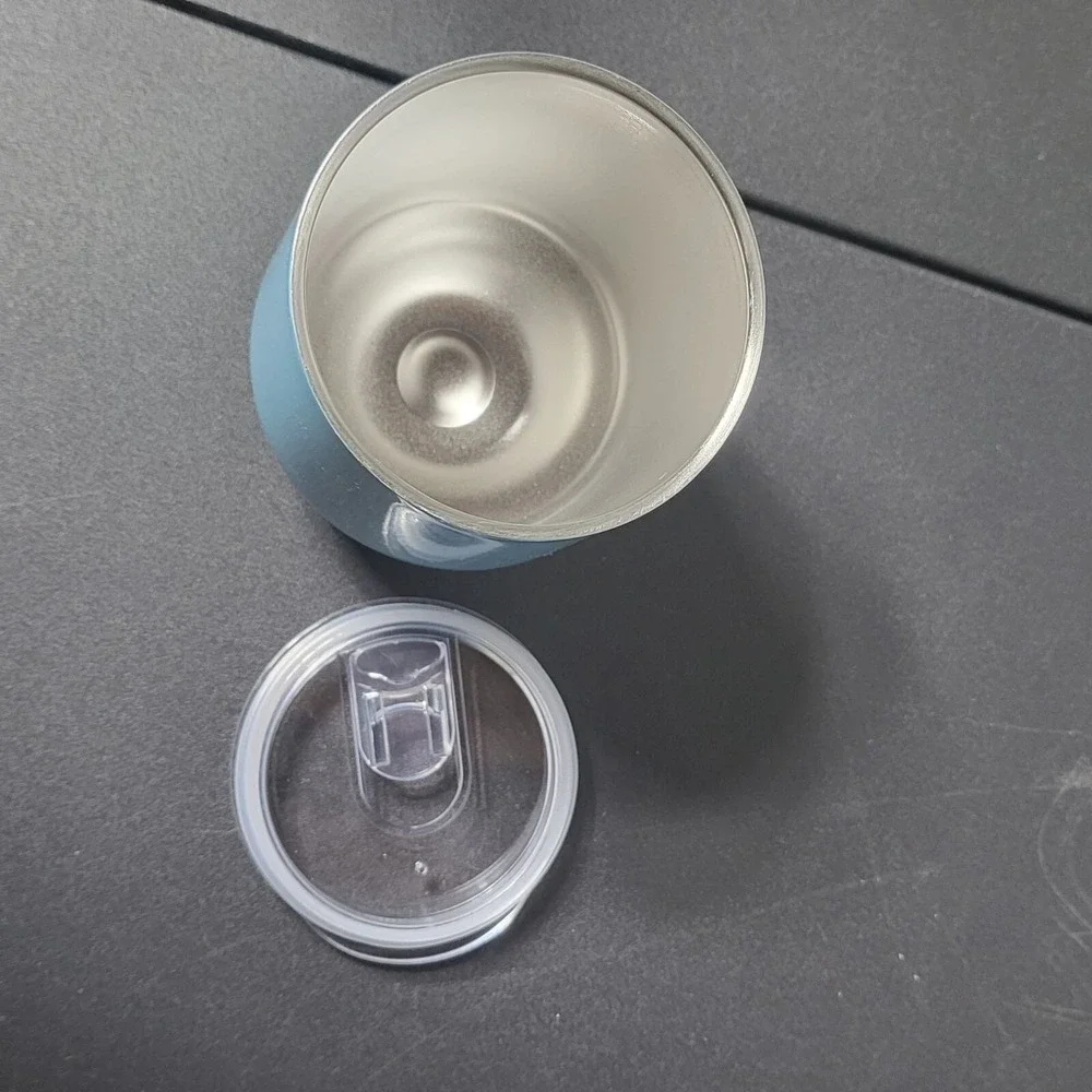 Stainless Steel‎ Blue Floral Wine Tumbler with Lid Pastel Drinkware Cup
